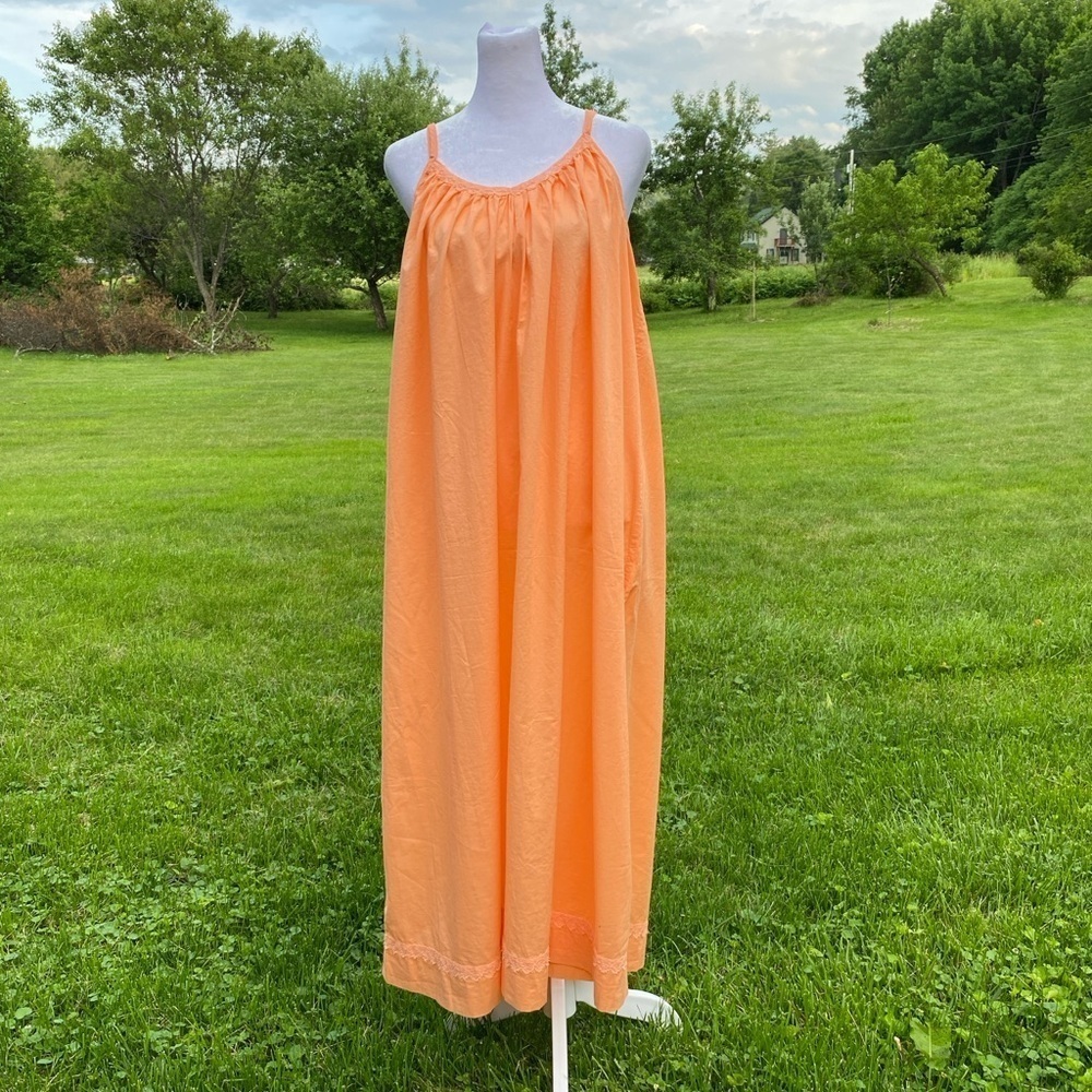 Oscar de la Renta Peach Cotton Maxi Dress
